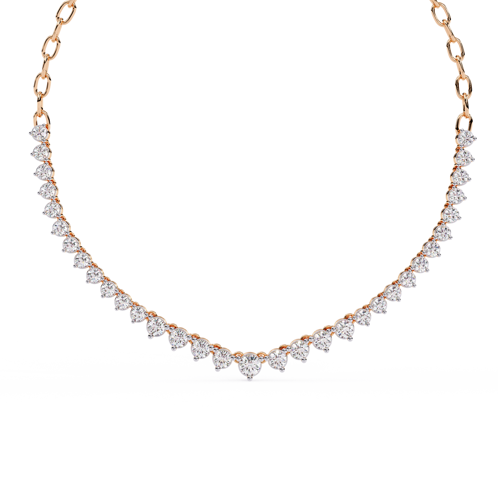 Elegant Curved Lab Diamond Necklace