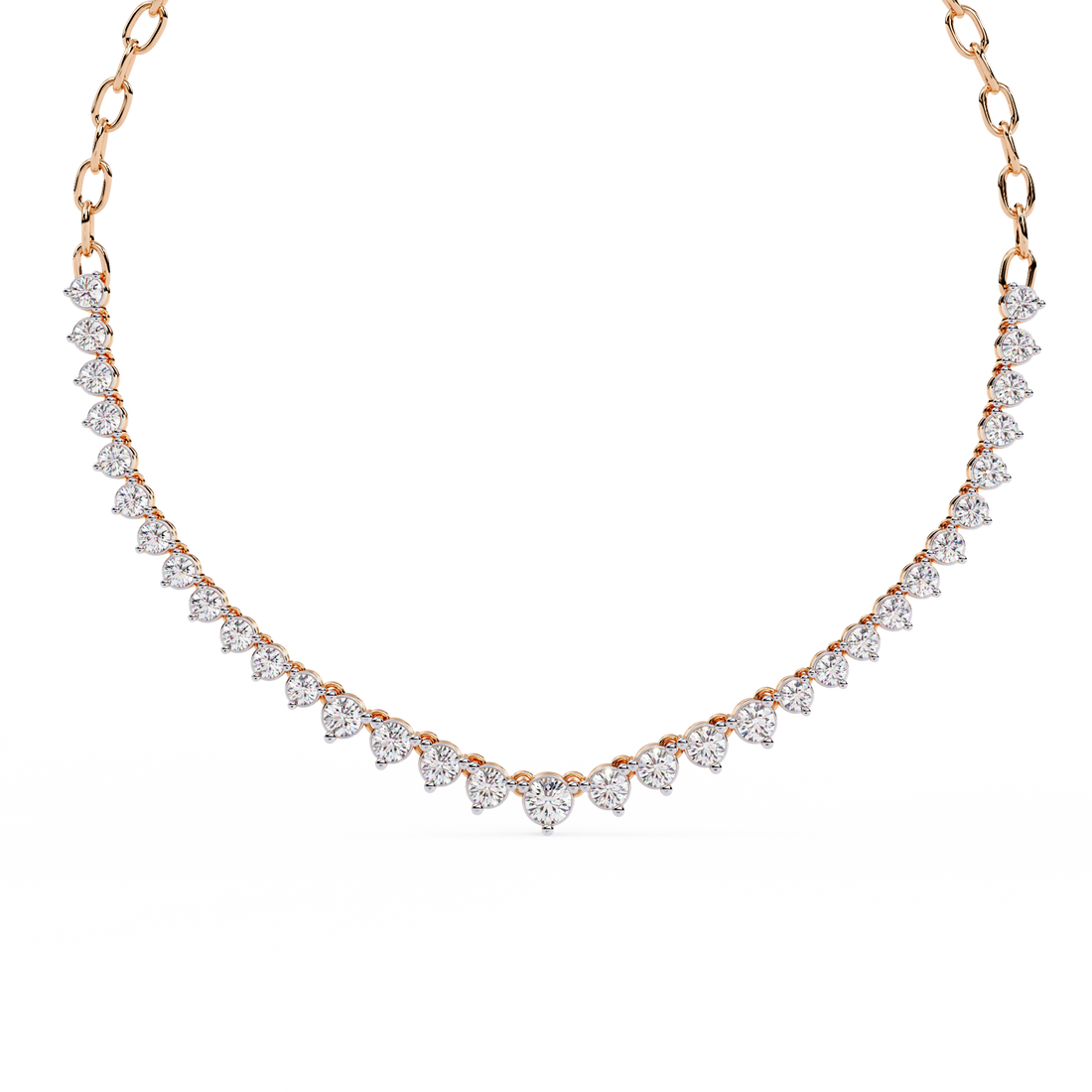 Elegant Curved Lab Diamond Necklace