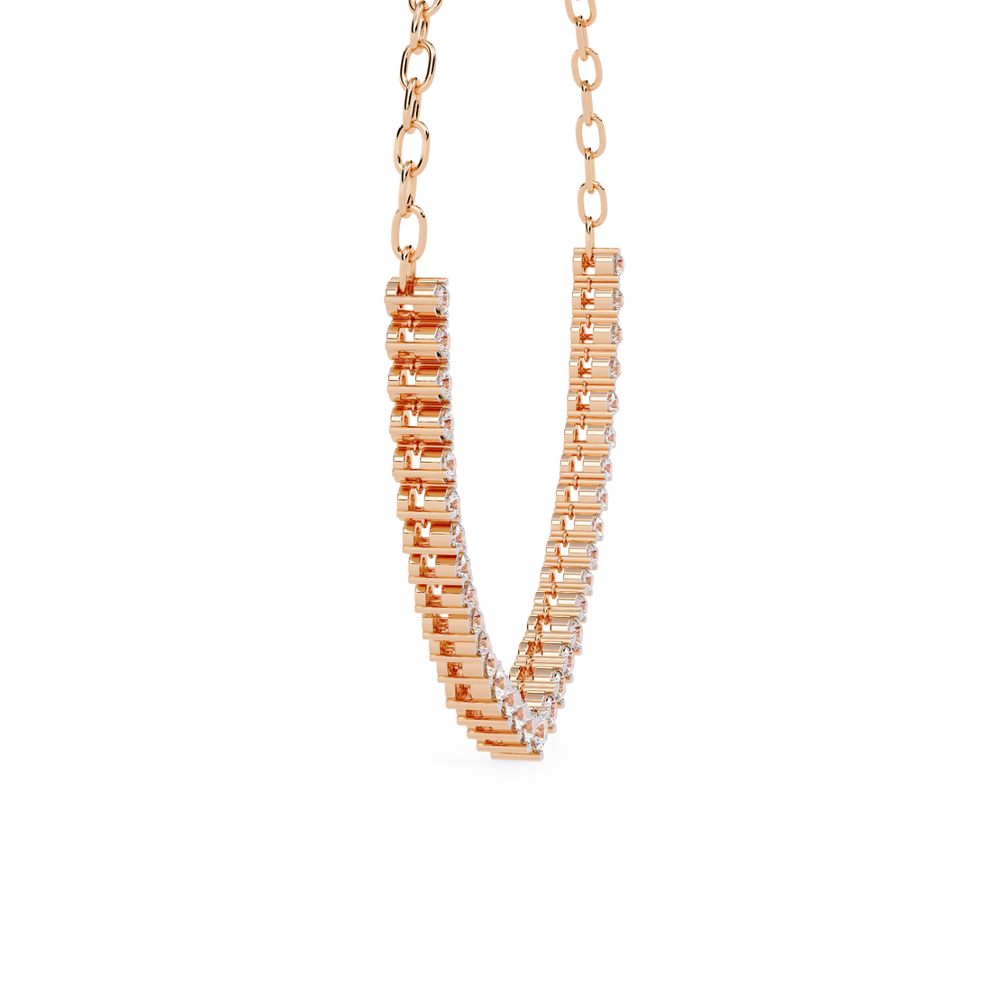 Elegant Curved Lab Diamond Necklace
