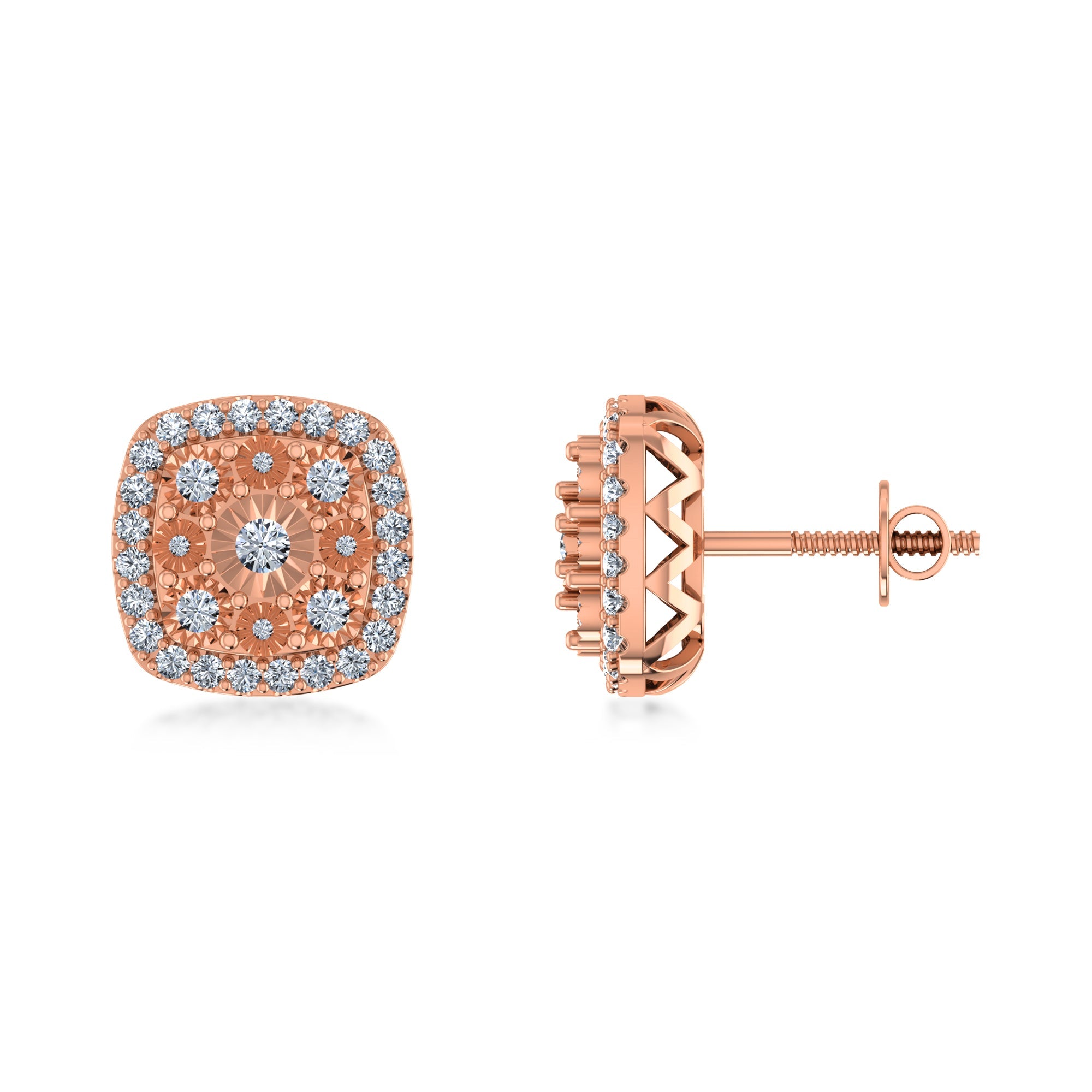 Elegant Cushion Halo Lab Created Diamond Earrings 3