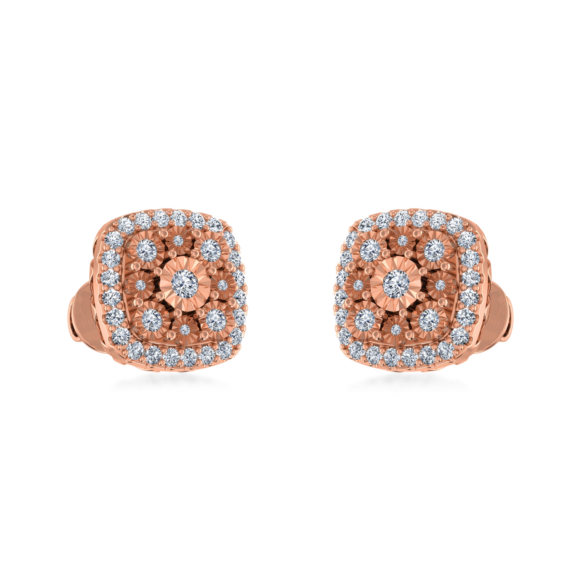 Elegant Cushion Halo Lab Created Diamond Earrings 4