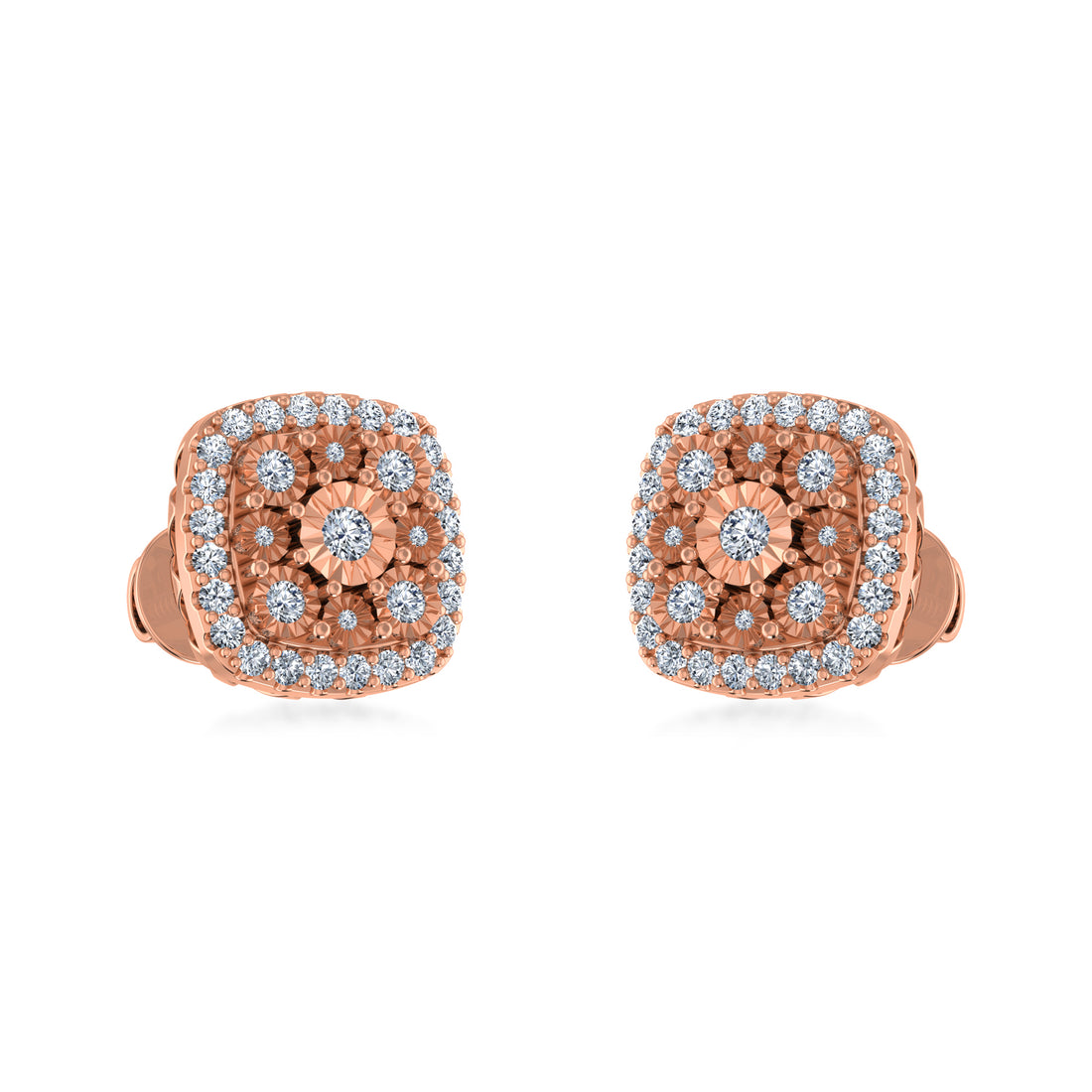 Elegant Cushion Halo Lab Created Diamond Earrings 4
