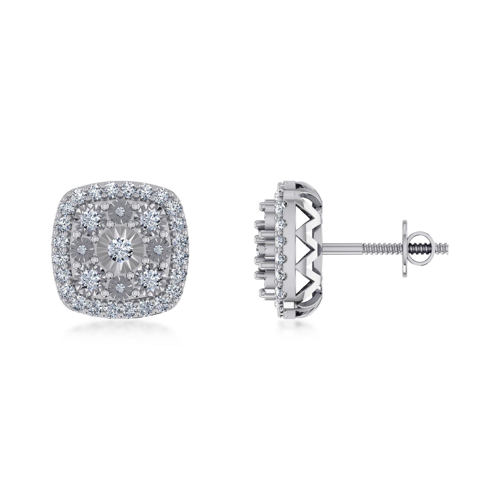 Elegant Cushion Halo Lab Created Diamond Earrings 5