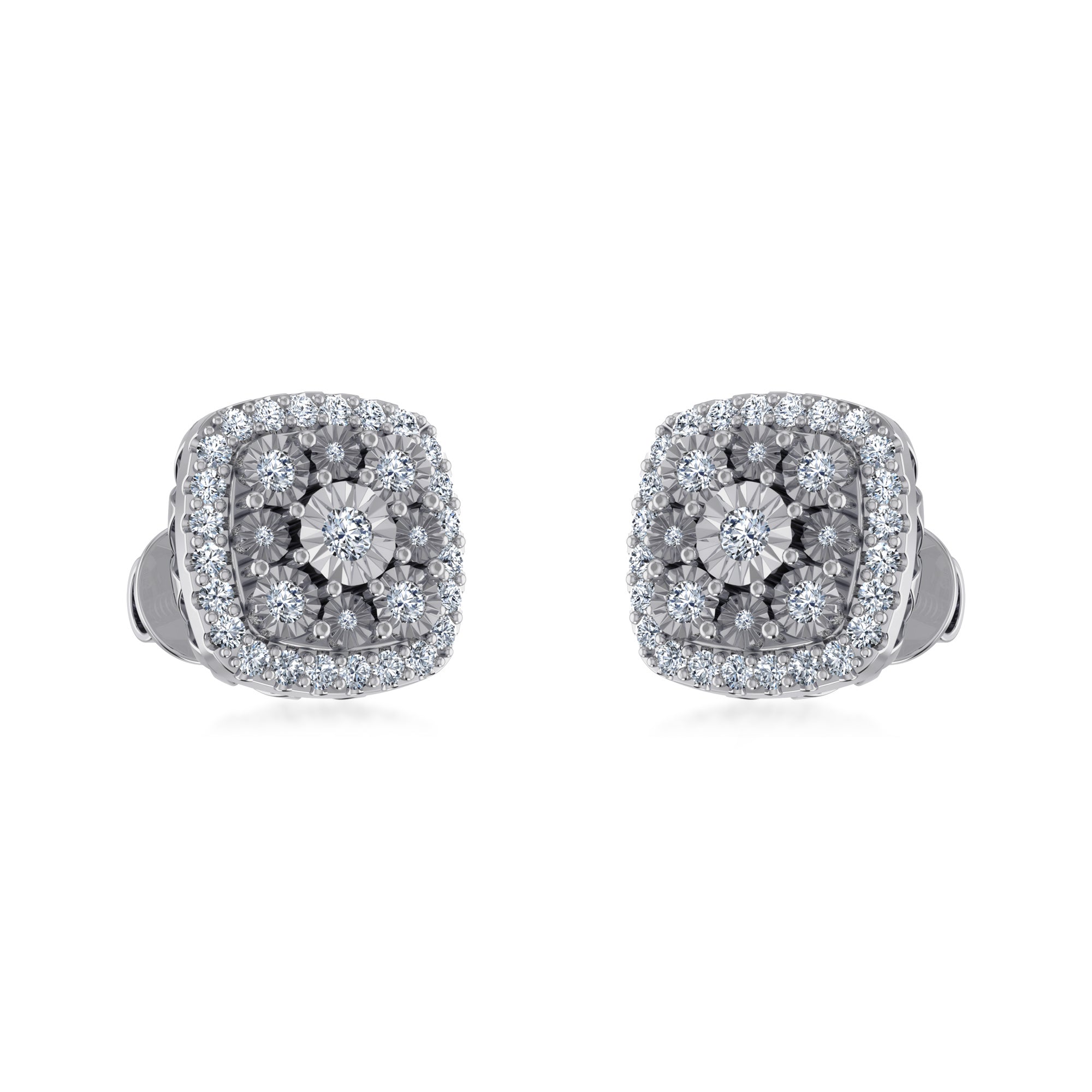 Elegant Cushion Halo Lab Created Diamond Earrings 6