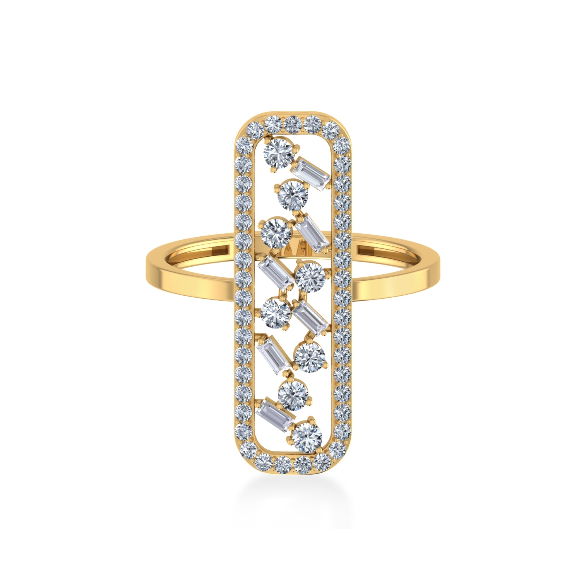 Elegant Elongated Bar Lab-Grown Diamond Ring