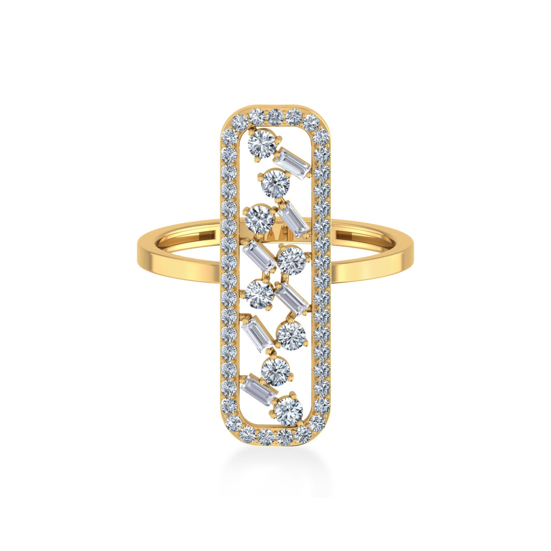 Elegant Elongated Bar Lab-Grown Diamond Ring