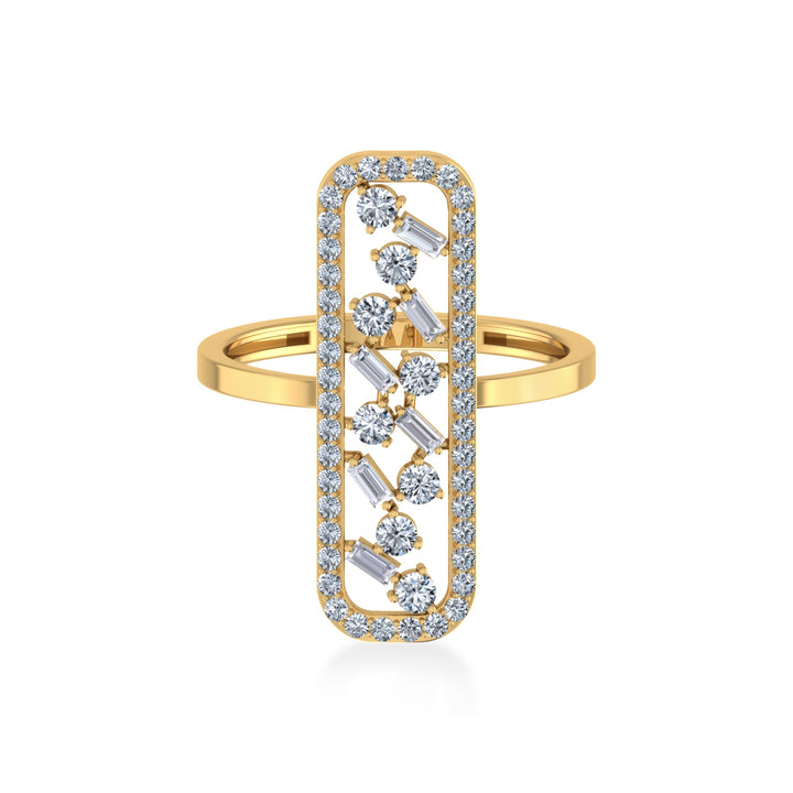Elegant Elongated Bar Lab-Grown Diamond Ring