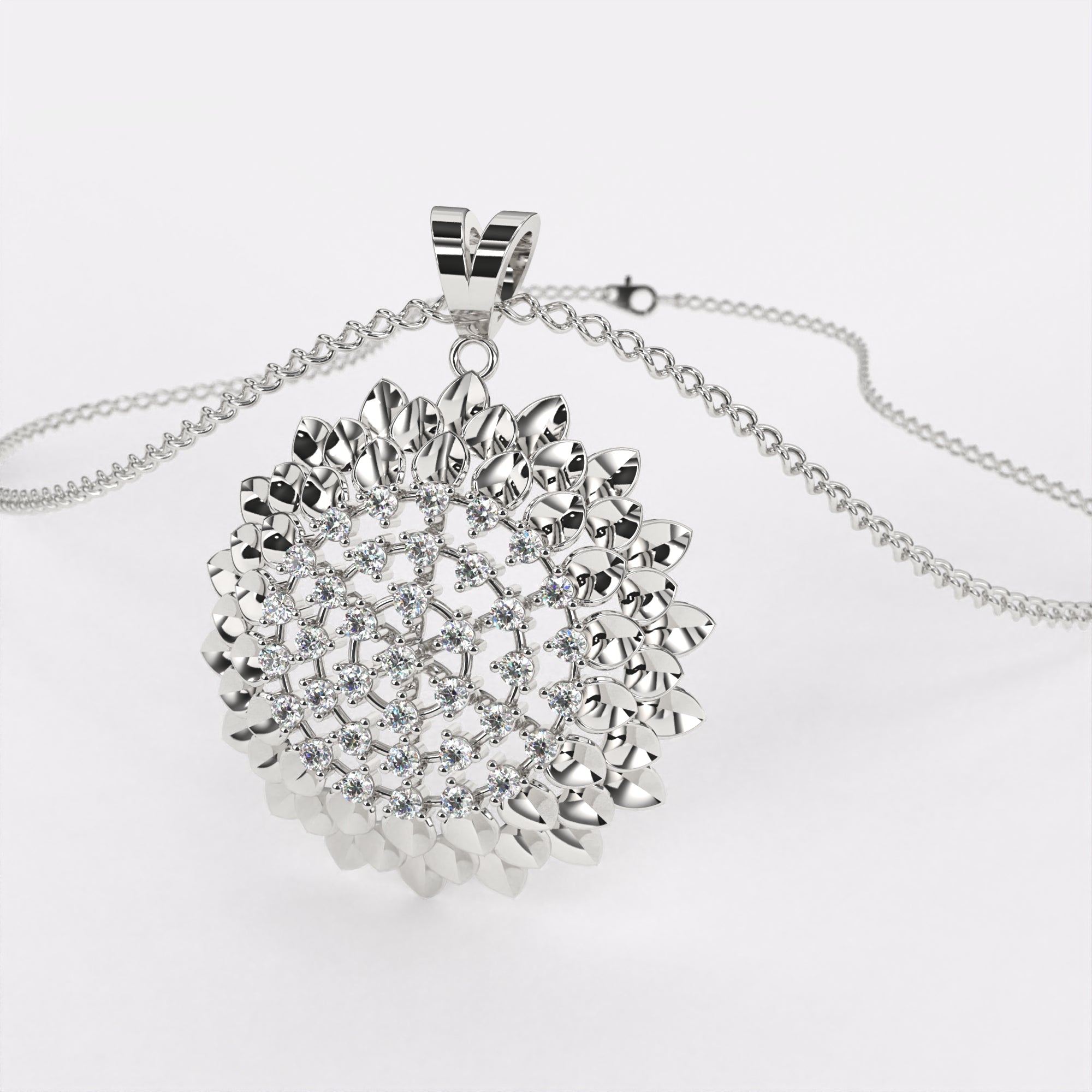 Elegant Flow Diamond Pendant In 925 Silver