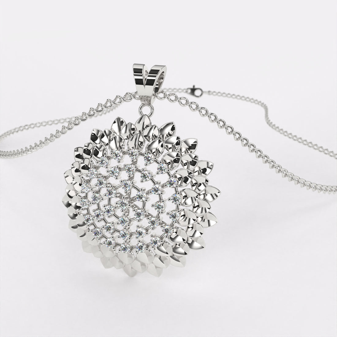 Elegant Flow Diamond Pendant In 925 Silver