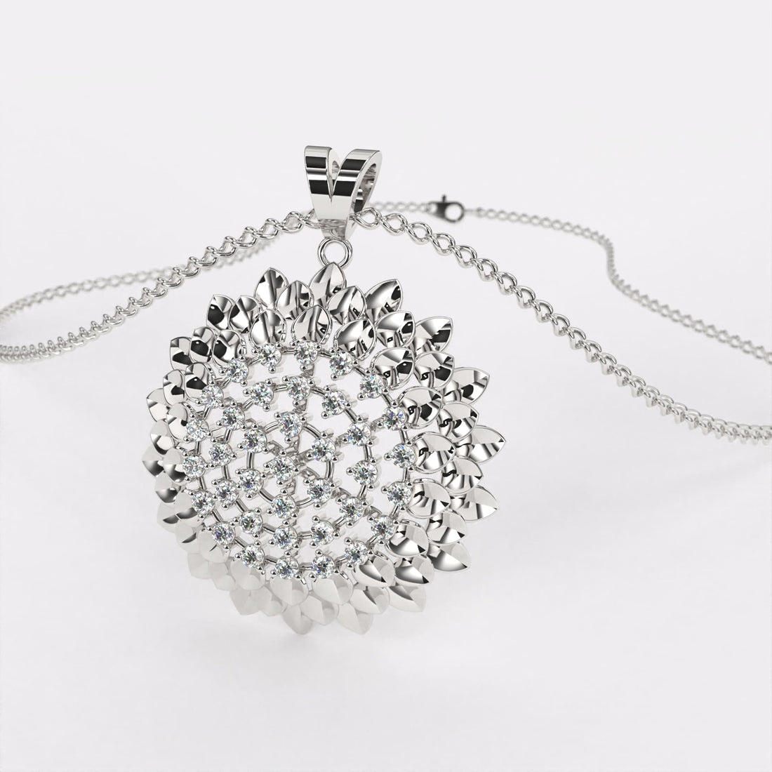 Elegant Flow Diamond Pendant In 925 Silver