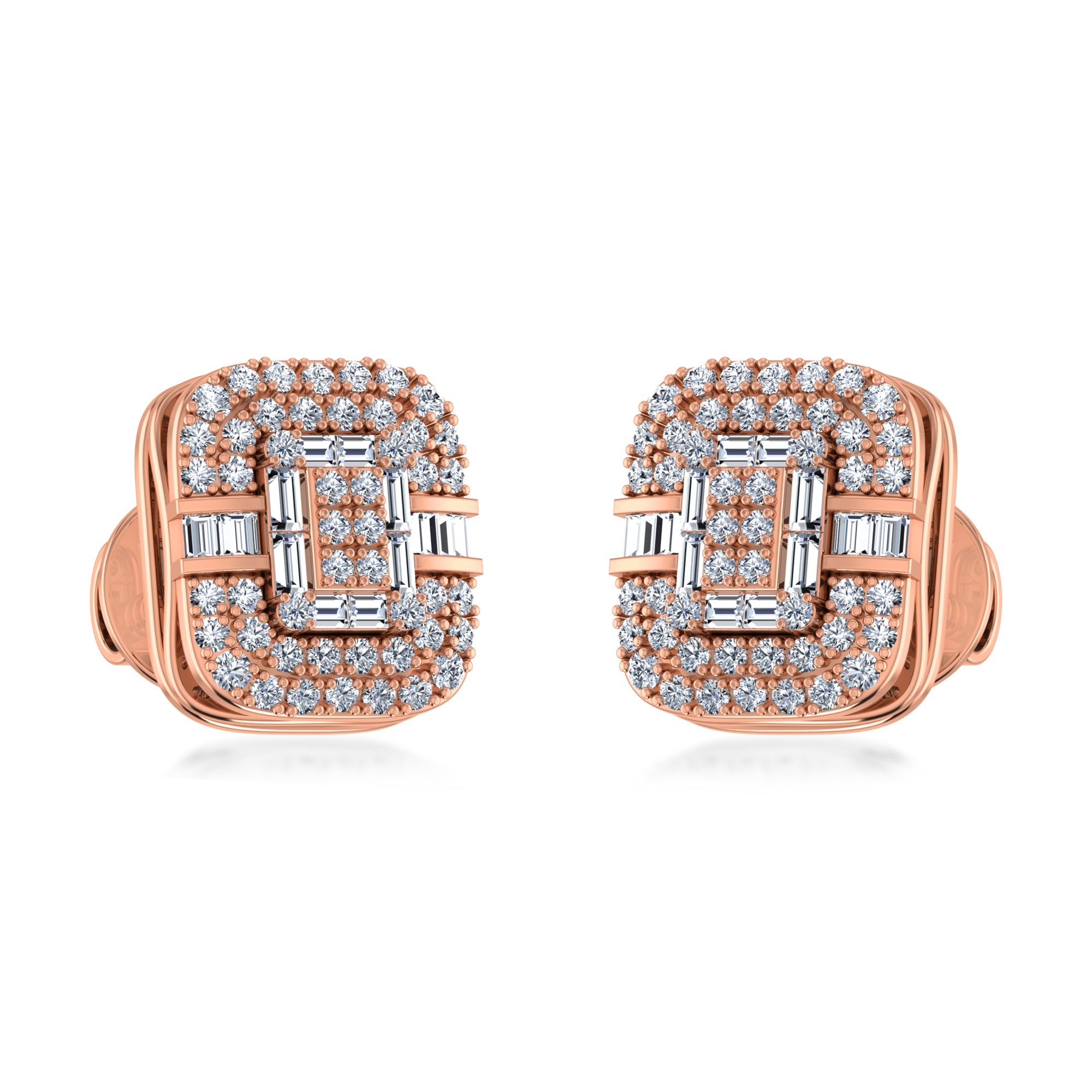 Elegant Lab Grown Diamond Cushion Stud Earrings 4