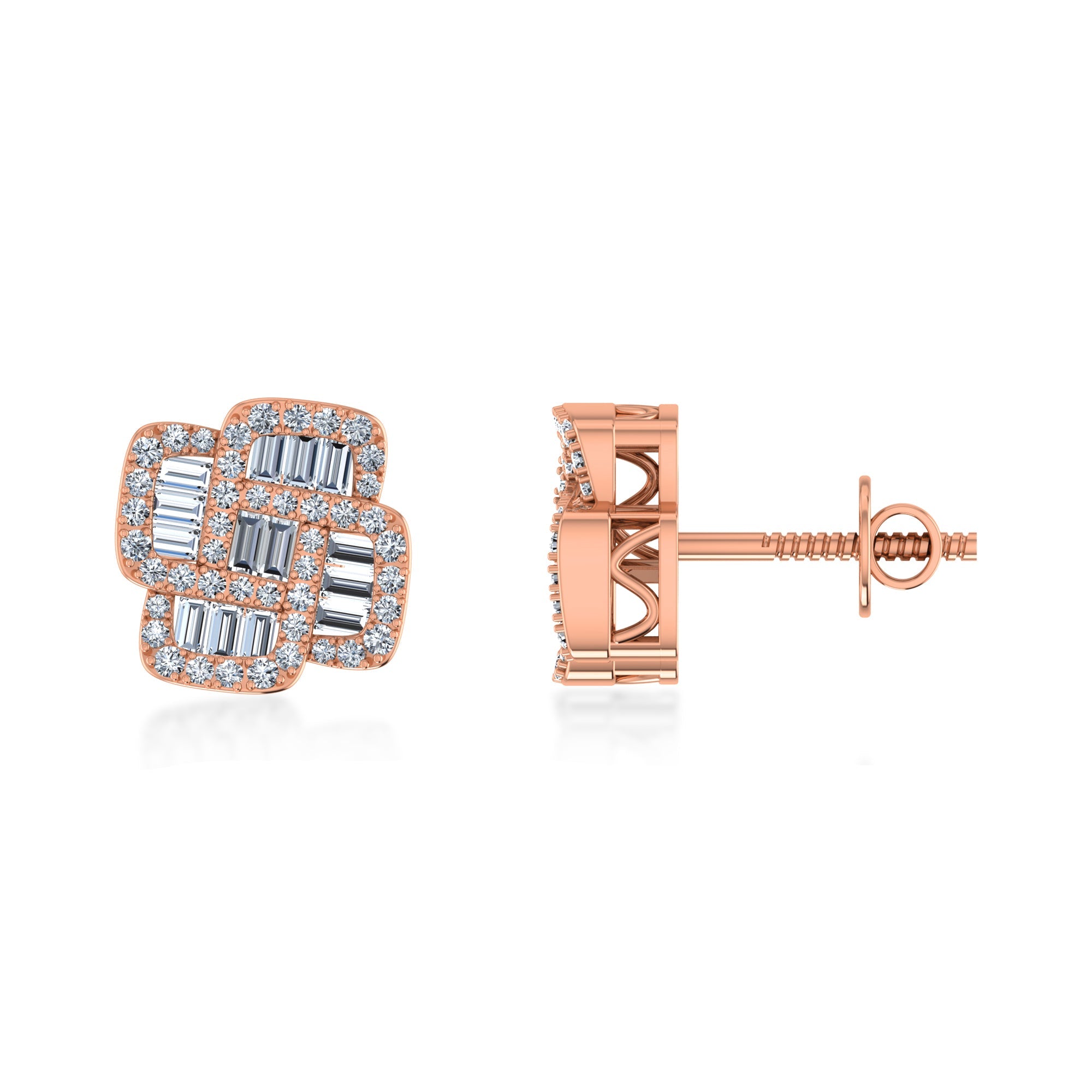 Elegant Lab Grown Diamond Square Earrings 3