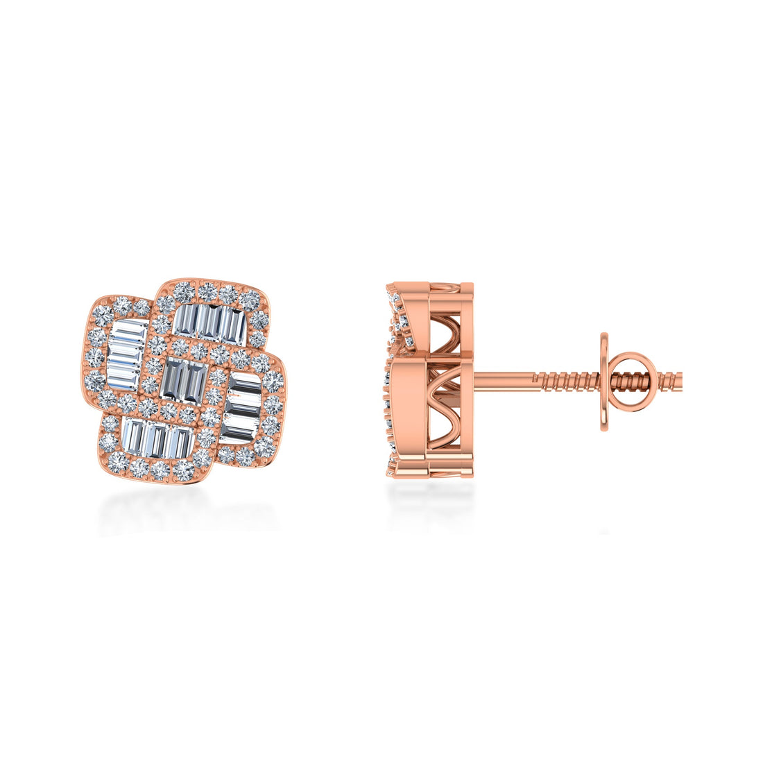 Elegant Lab Grown Diamond Square Earrings 3