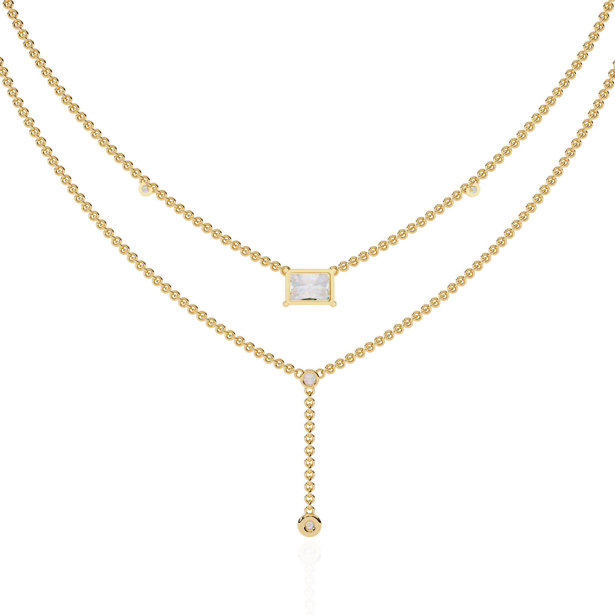 
Elegant Layered Necklace with Lab Grown Radiant & Round Cut Diamonds
