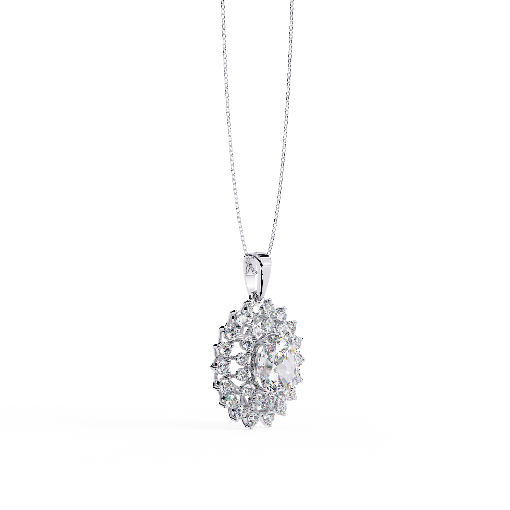 Elegant Oval Shape Lab Grown Diamond Pendant