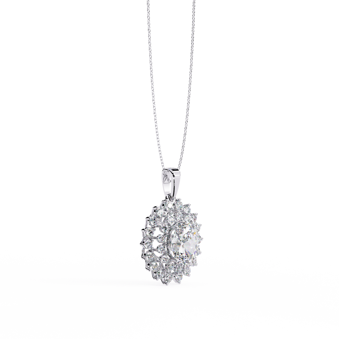 Elegant Oval Shape Lab Grown Diamond Pendant