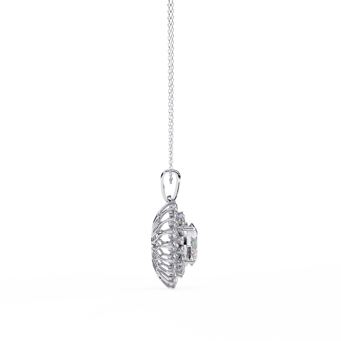 Elegant Oval Shape Lab Grown Diamond Pendant