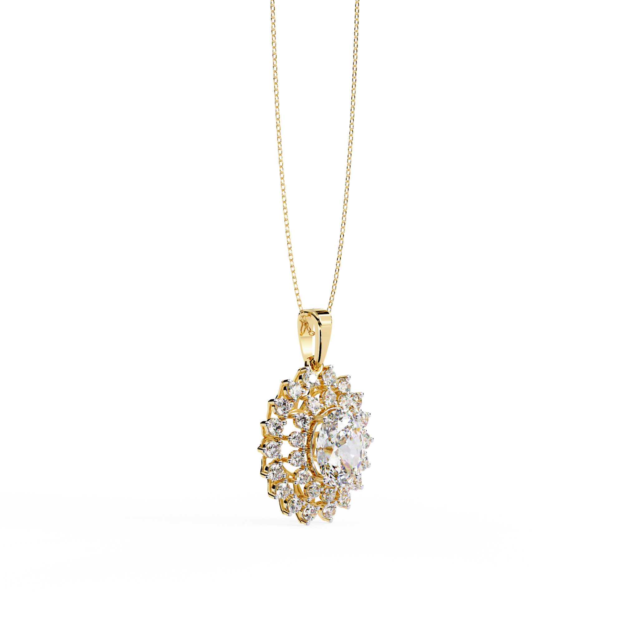 Elegant Oval Shape Lab Grown Diamond Pendant