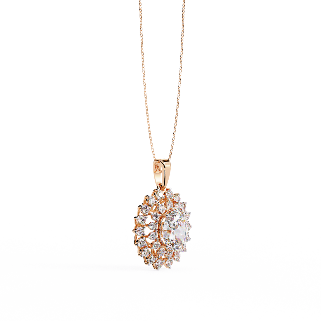 Elegant Oval Shape Lab Grown Diamond Pendant