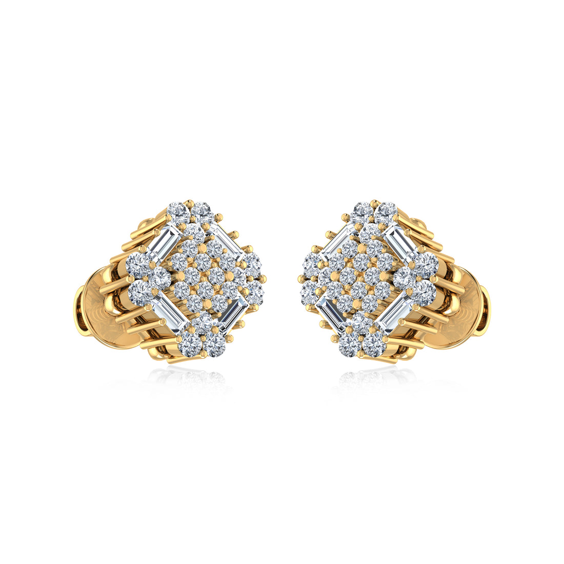 Elegant Square Halo Lab Grown Earrings 2