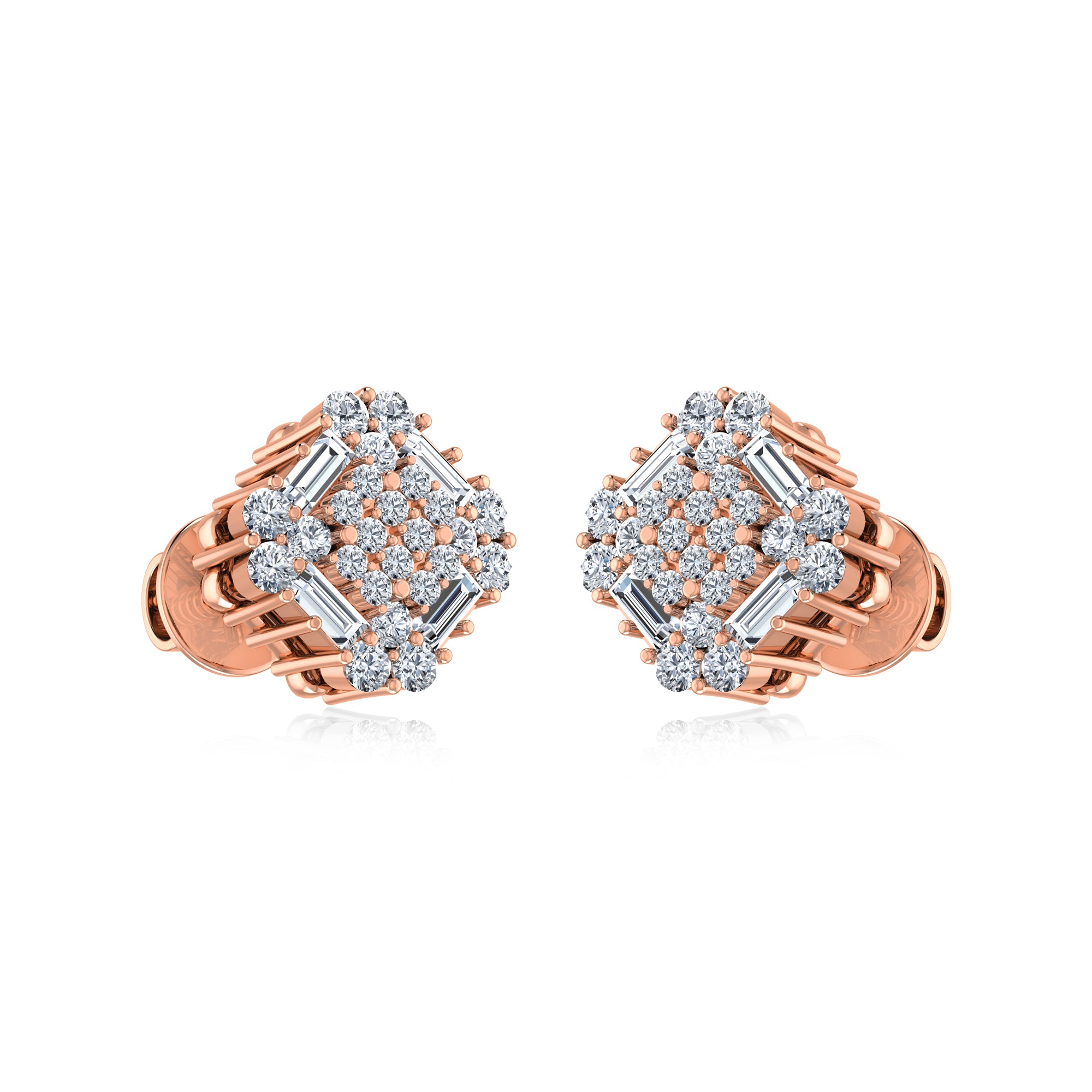 Elegant Square Halo Lab Grown Earrings 4