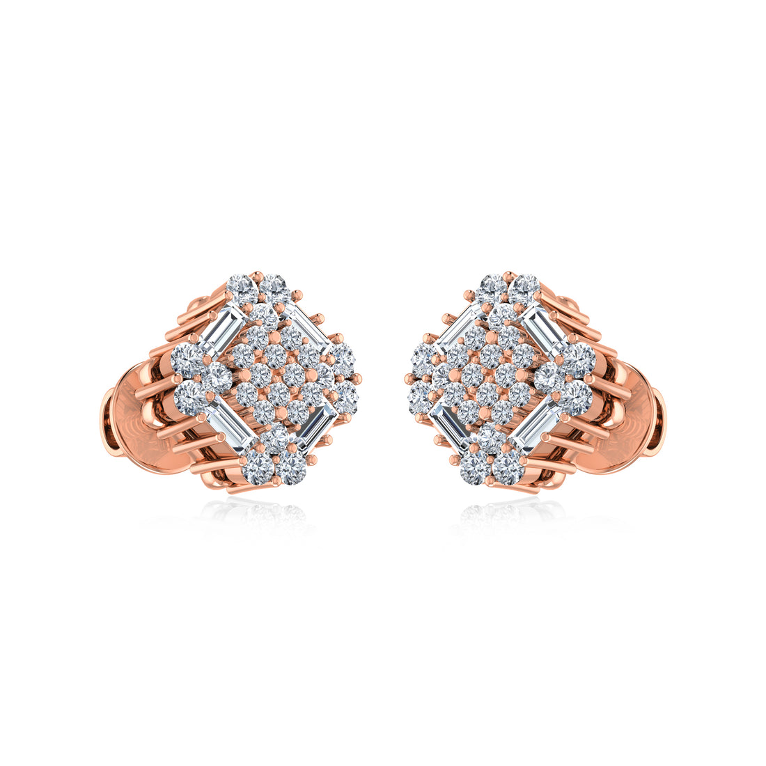 Elegant Square Halo Lab Grown Earrings 4