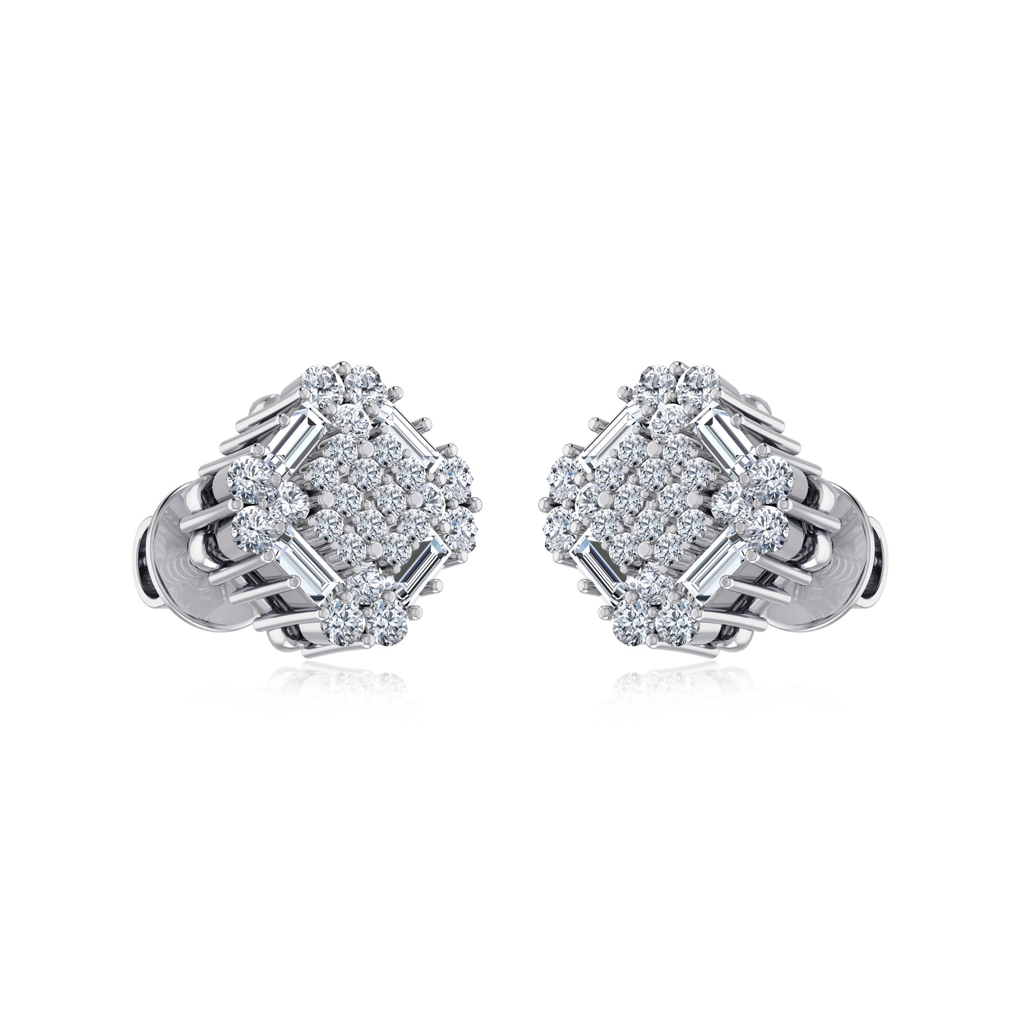 Elegant Square Halo Lab Grown Earrings 6