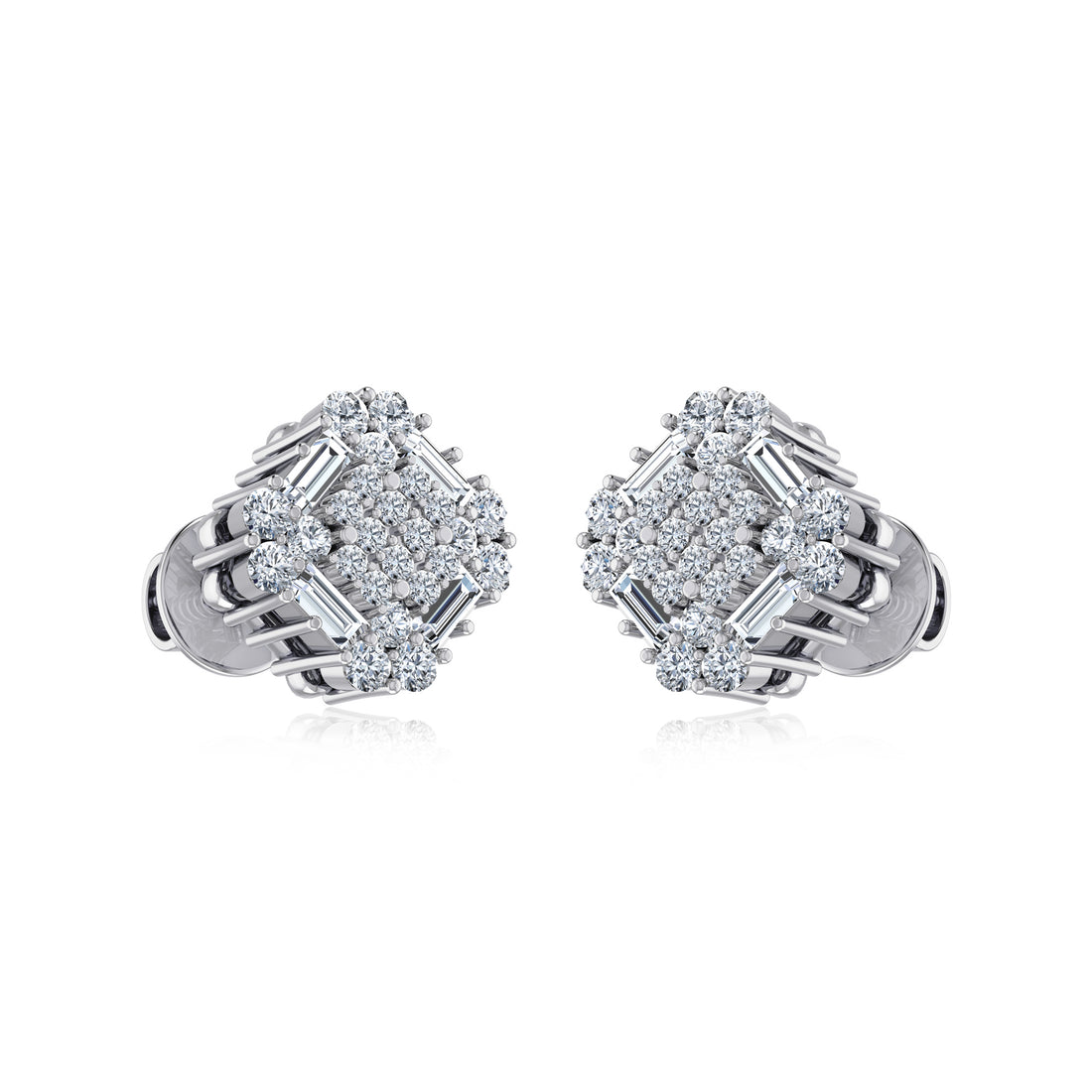 Elegant Square Halo Lab Grown Earrings 6