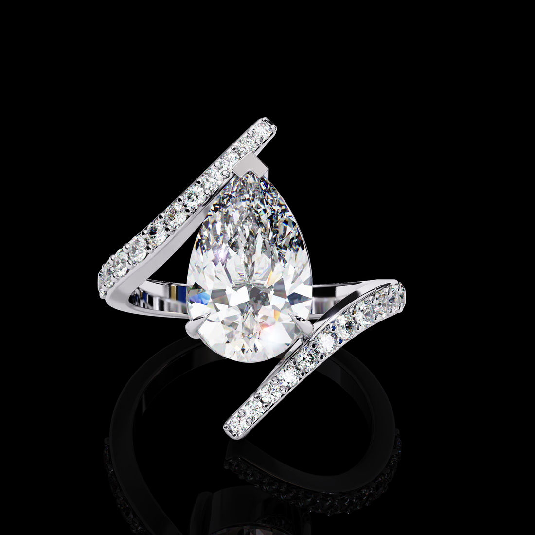 Elegant Wave Solitaire Diamond Ring12