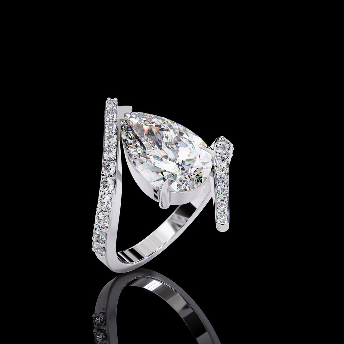 Elegant Wave Solitaire Diamond Ring14