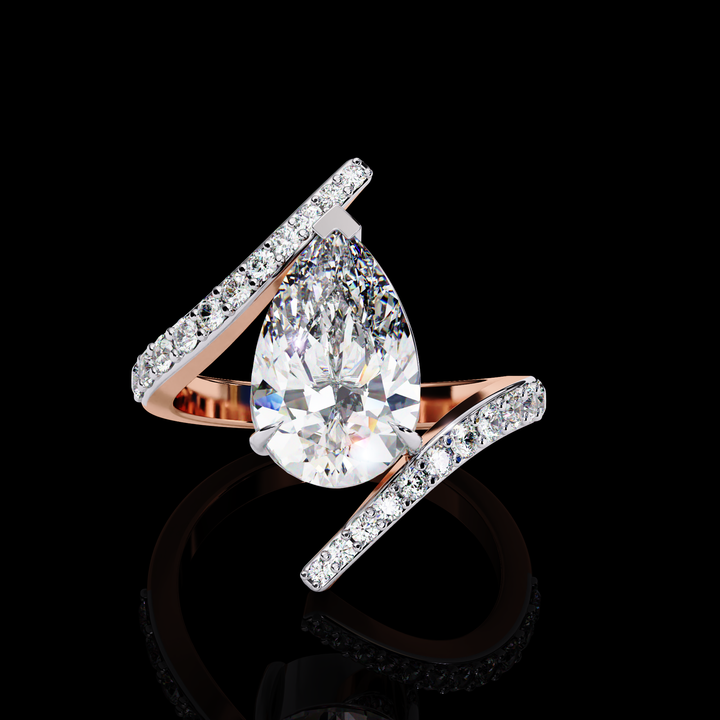 Elegant Wave Solitaire Diamond Ring7