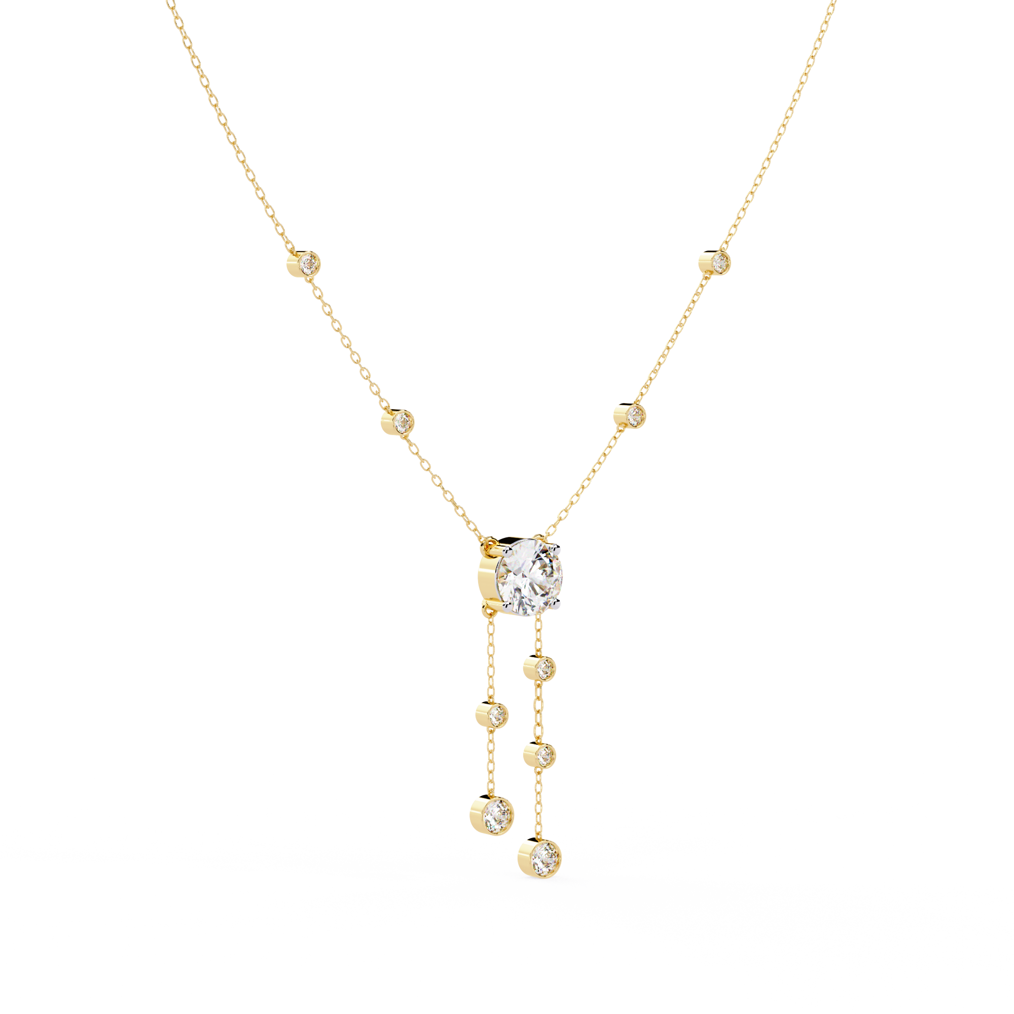 Elegant Y-Necklace with Lab Created Diamonds
