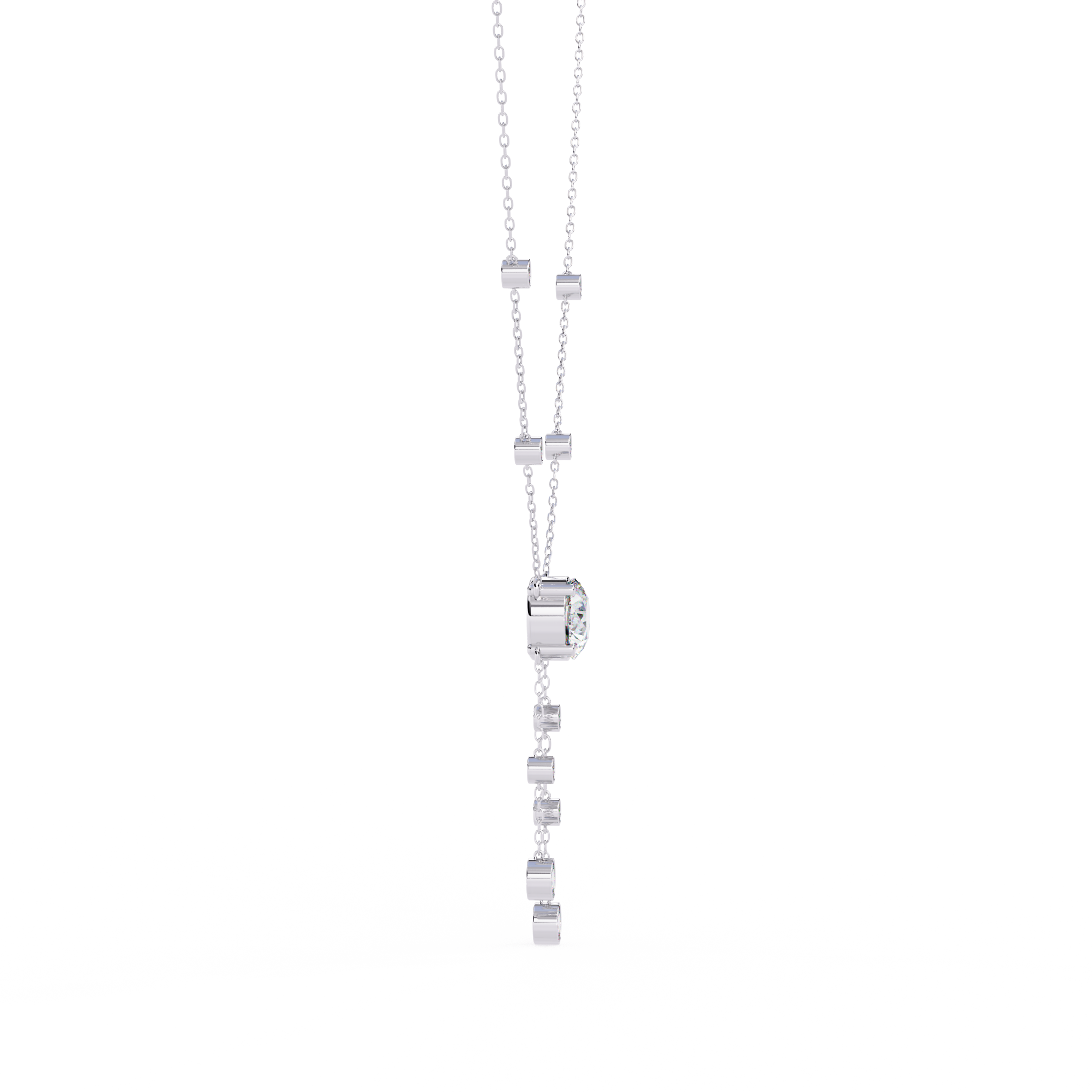 Elegant Y-Necklace with Lab Created Diamonds