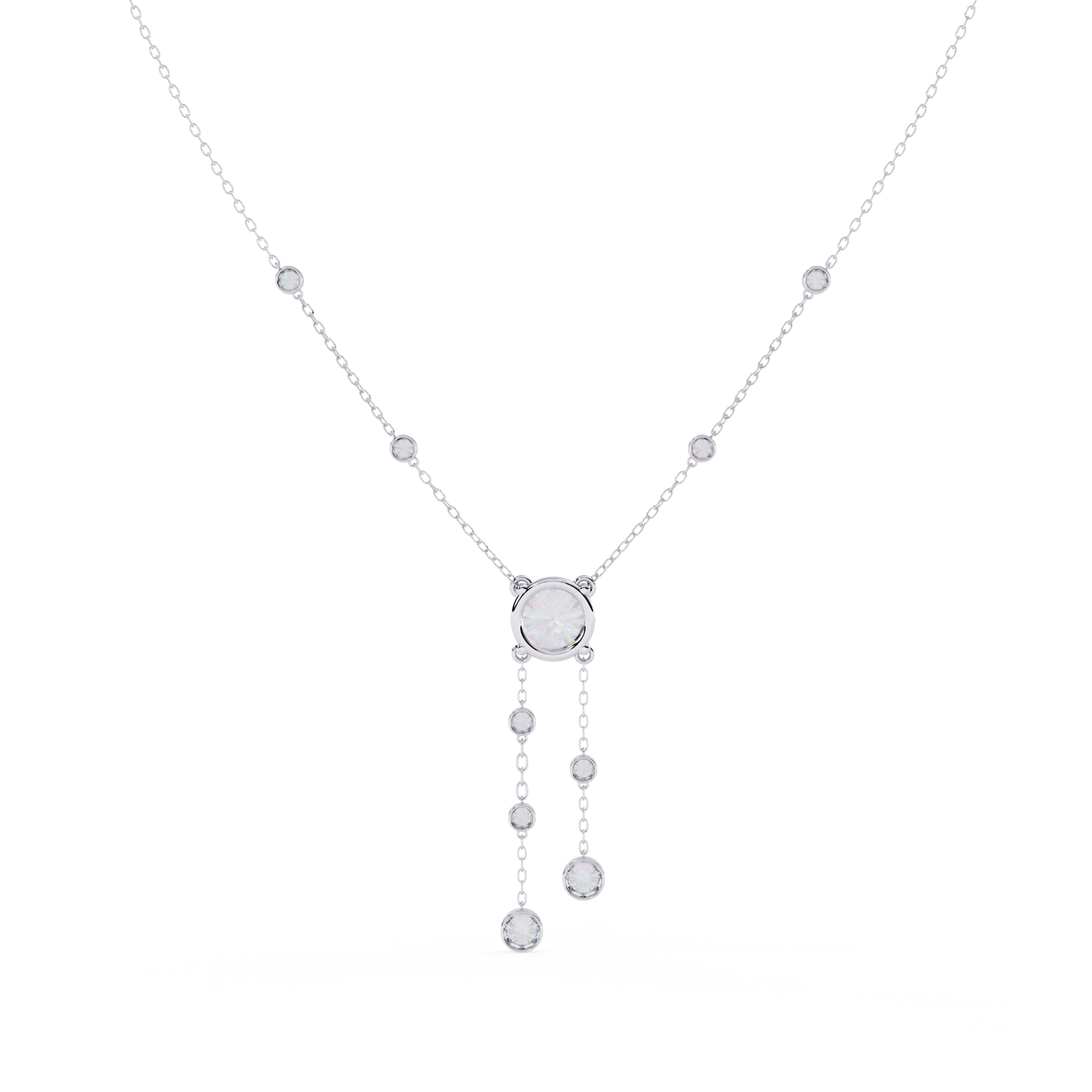 Elegant Y-Necklace with Lab Created Diamonds