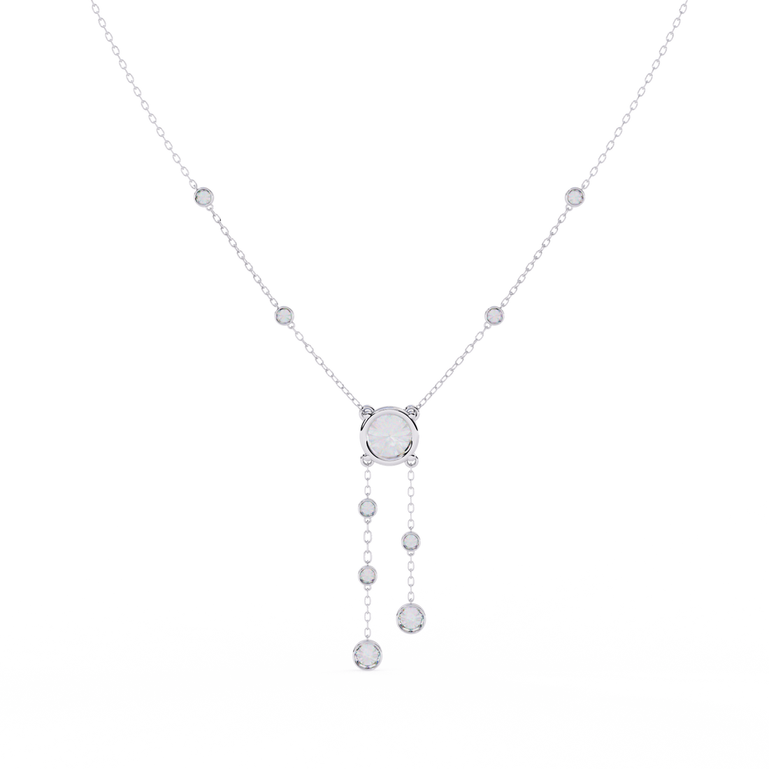 Elegant Y-Necklace with Lab Created Diamonds
