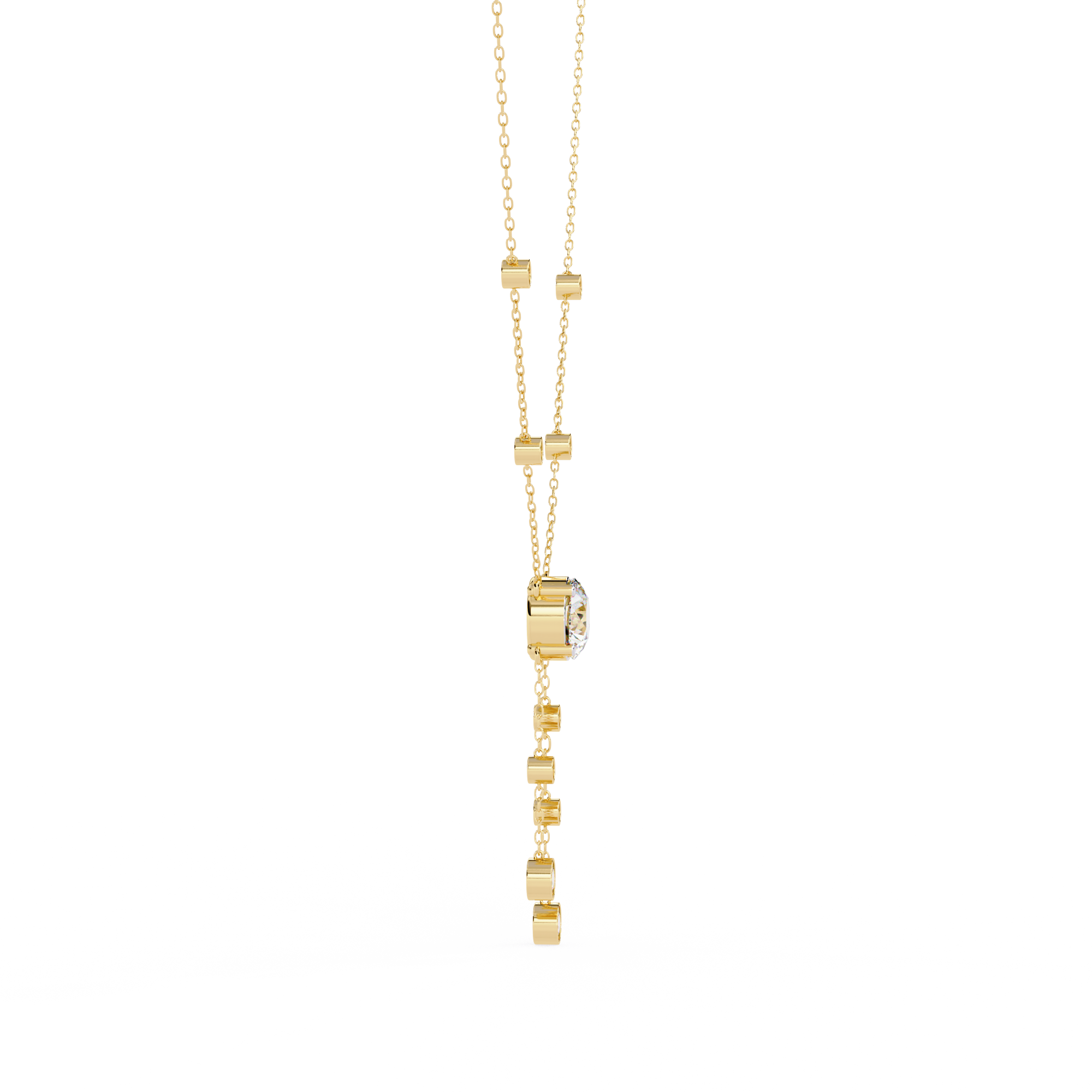 Elegant Y-Necklace with Lab Created Diamonds