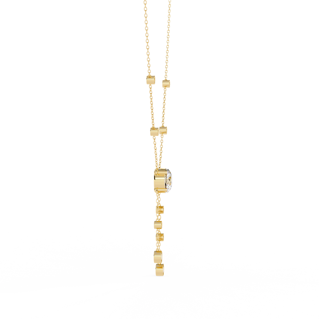 Elegant Y-Necklace with Lab Created Diamonds