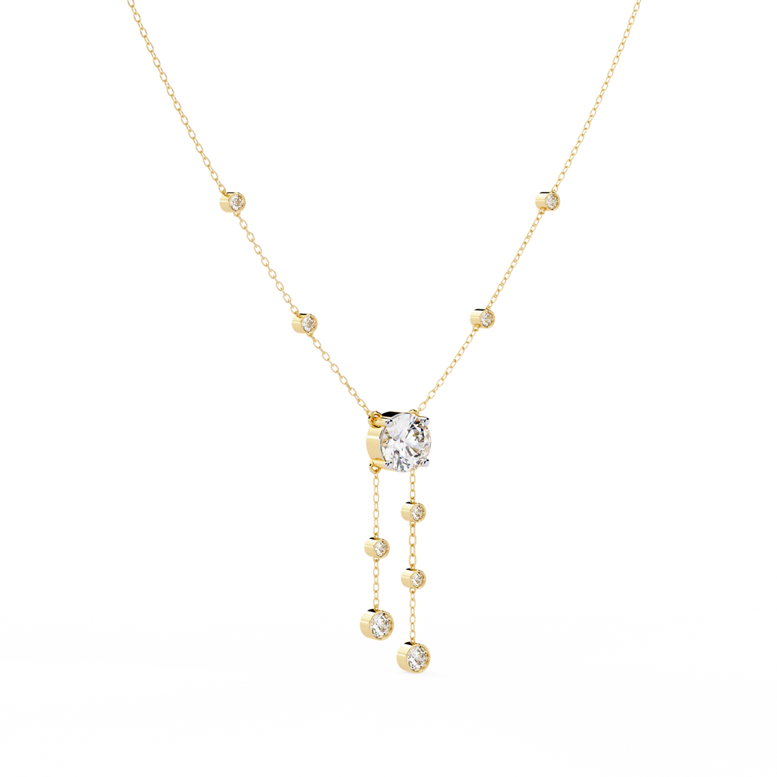 Elegant Y-Necklace with Lab Created Diamonds