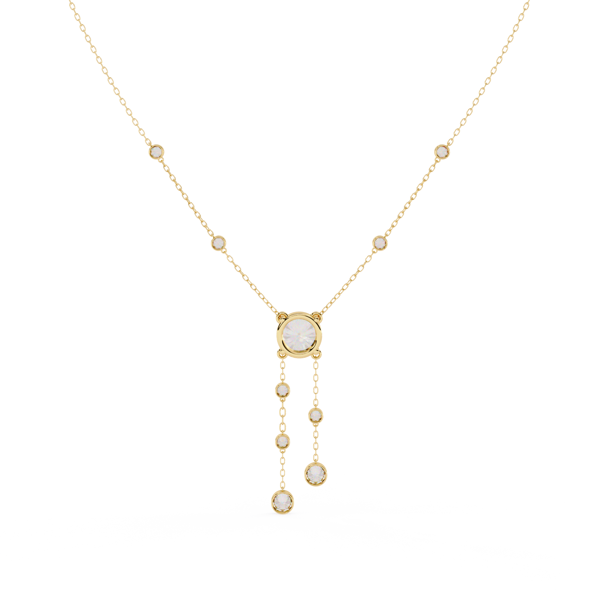 Elegant Y-Necklace with Lab Created Diamonds