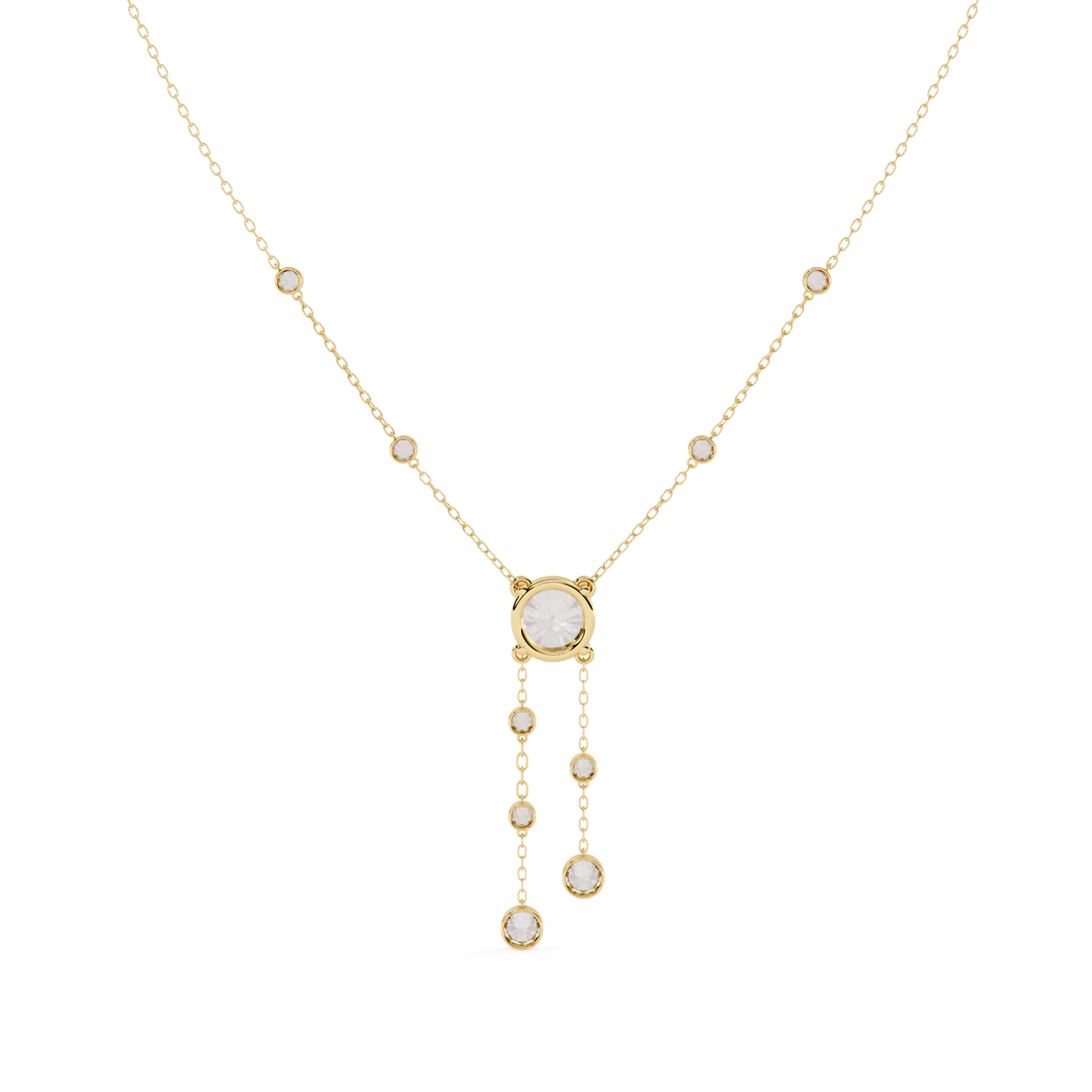Elegant Y-Necklace with Lab Created Diamonds