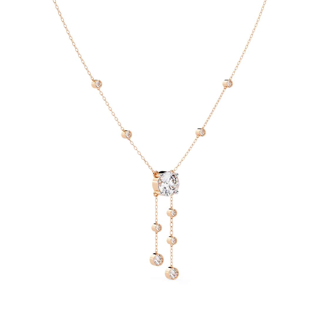 Elegant Y-Necklace with Lab Created Diamonds