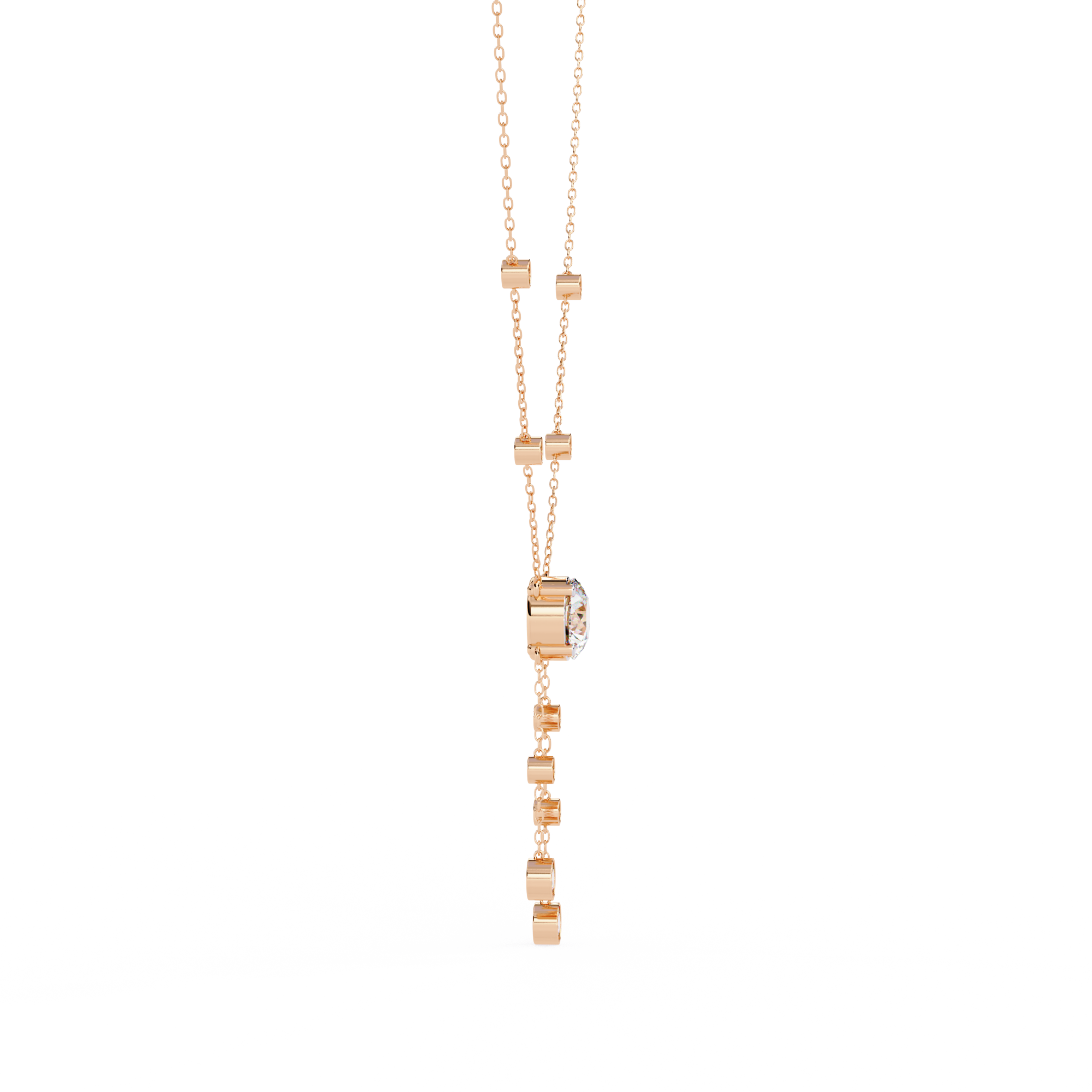 Elegant Y-Necklace with Lab Created Diamonds