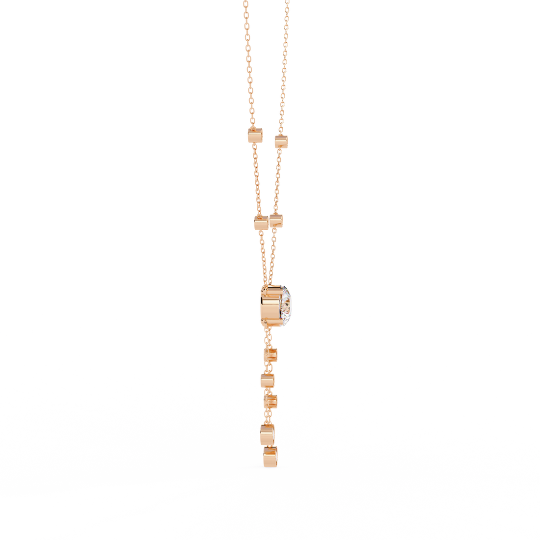 Elegant Y-Necklace with Lab Created Diamonds