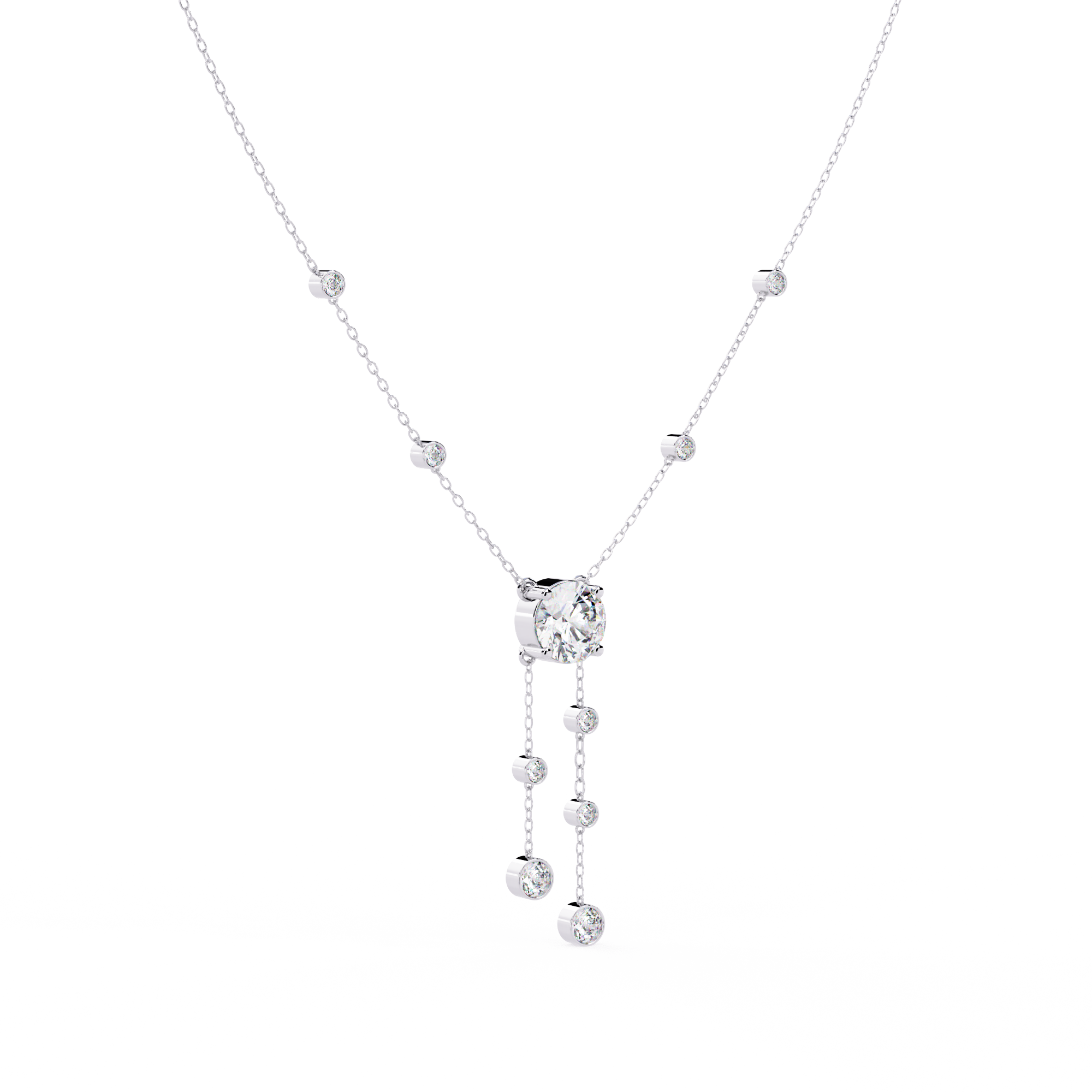 Elegant Y-Necklace with Lab Created Diamonds
