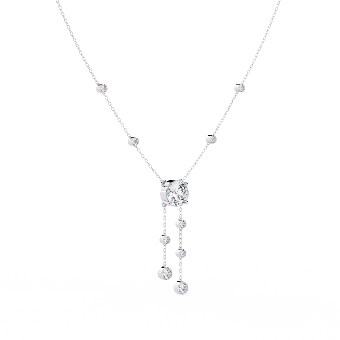 Elegant Y-Necklace with Lab Created Diamonds