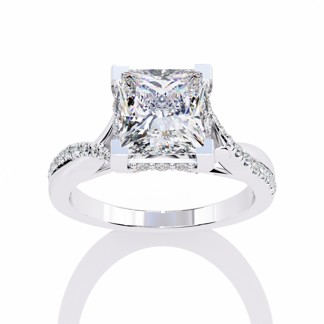 Elegant split Ring Princess Solitaire Ring 10