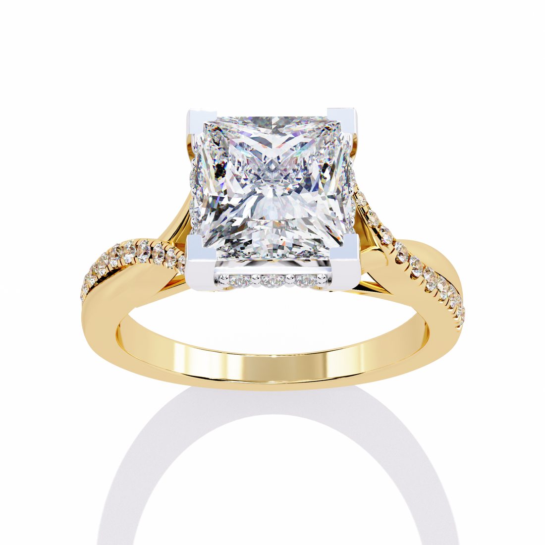Elegant split Ring Princess Solitaire Ring 2