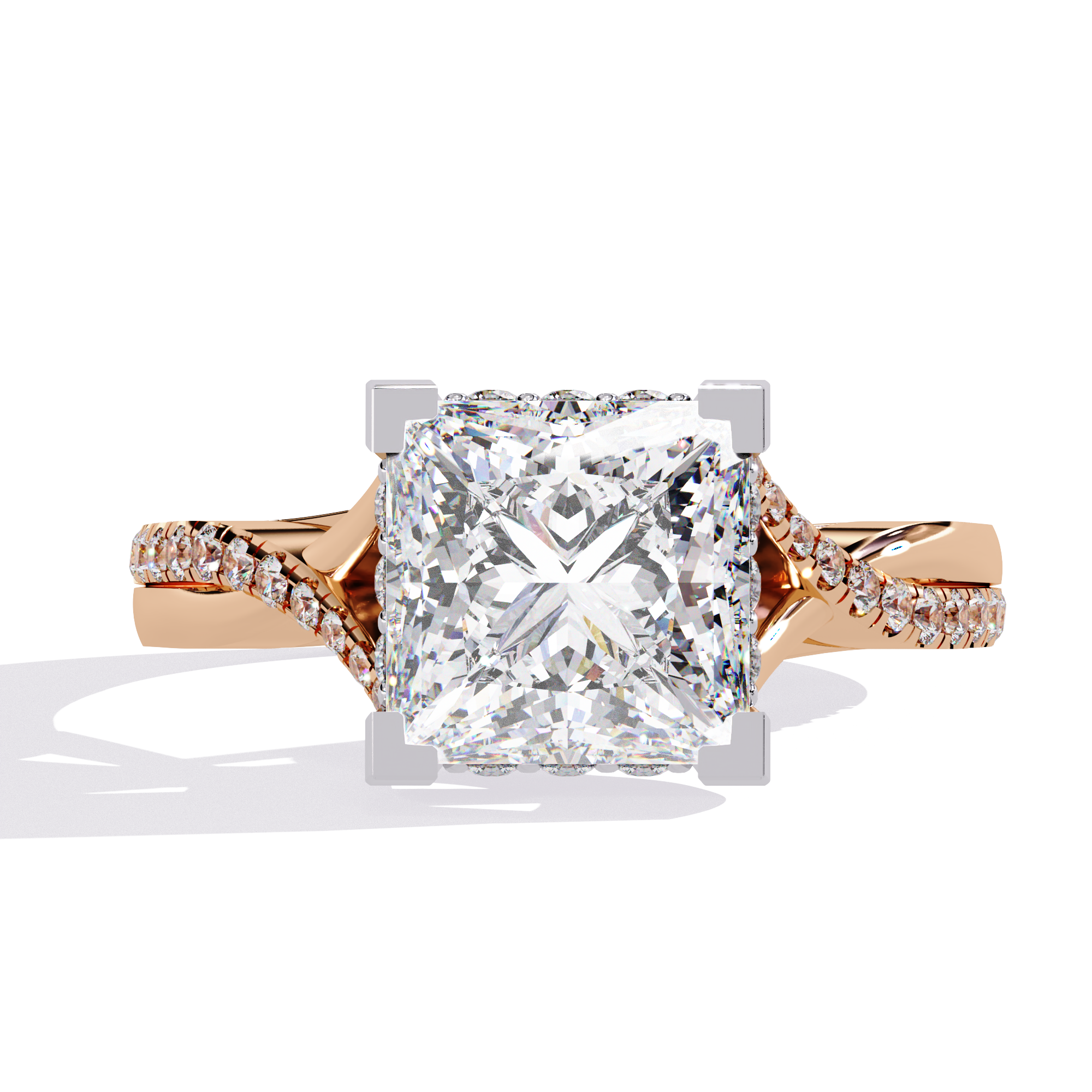 Elegant split Ring Princess Solitaire Ring 5