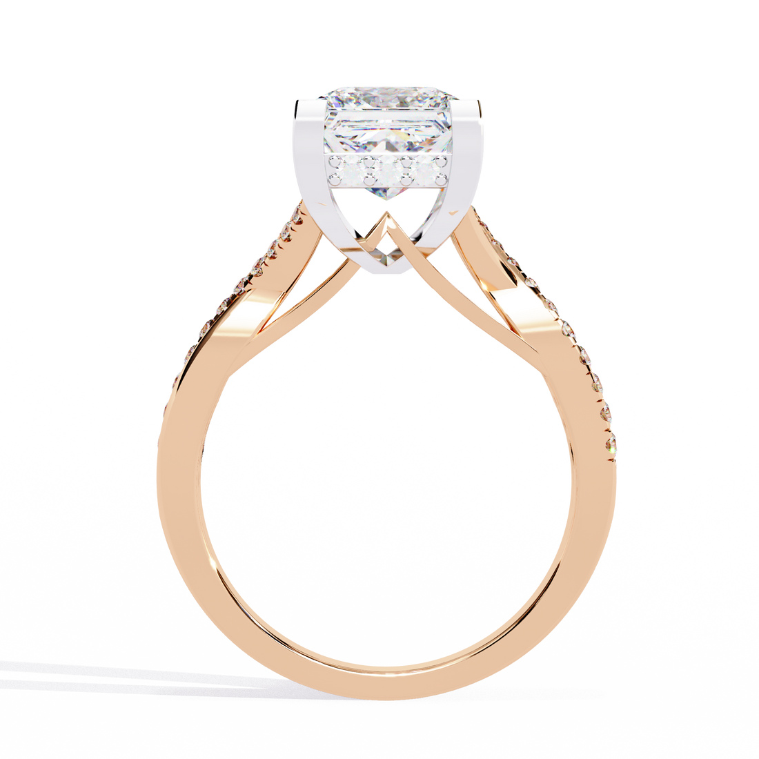 Elegant split Ring Princess Solitaire Ring 7 