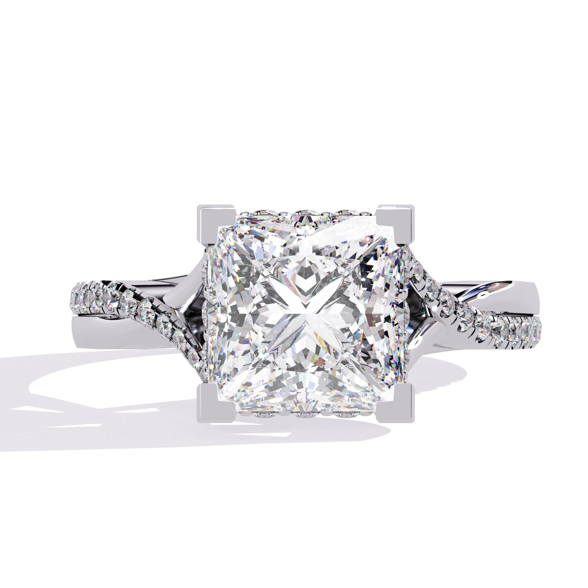 Elegant split Ring Princess Solitaire Ring 9